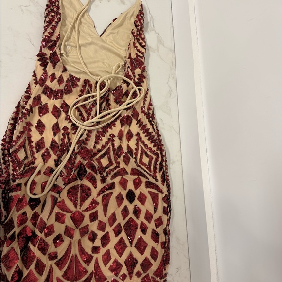 Main Strip Red and Cream Mini Dress - Picture 2 of 2